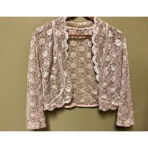 Cropped lace shrug.